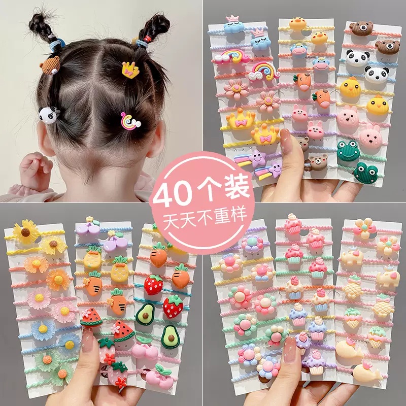 Bộ Dây Buộc Tóc Cao Su Phong Cách Hàn Quốc Dễ Thương Cho Bé Gái