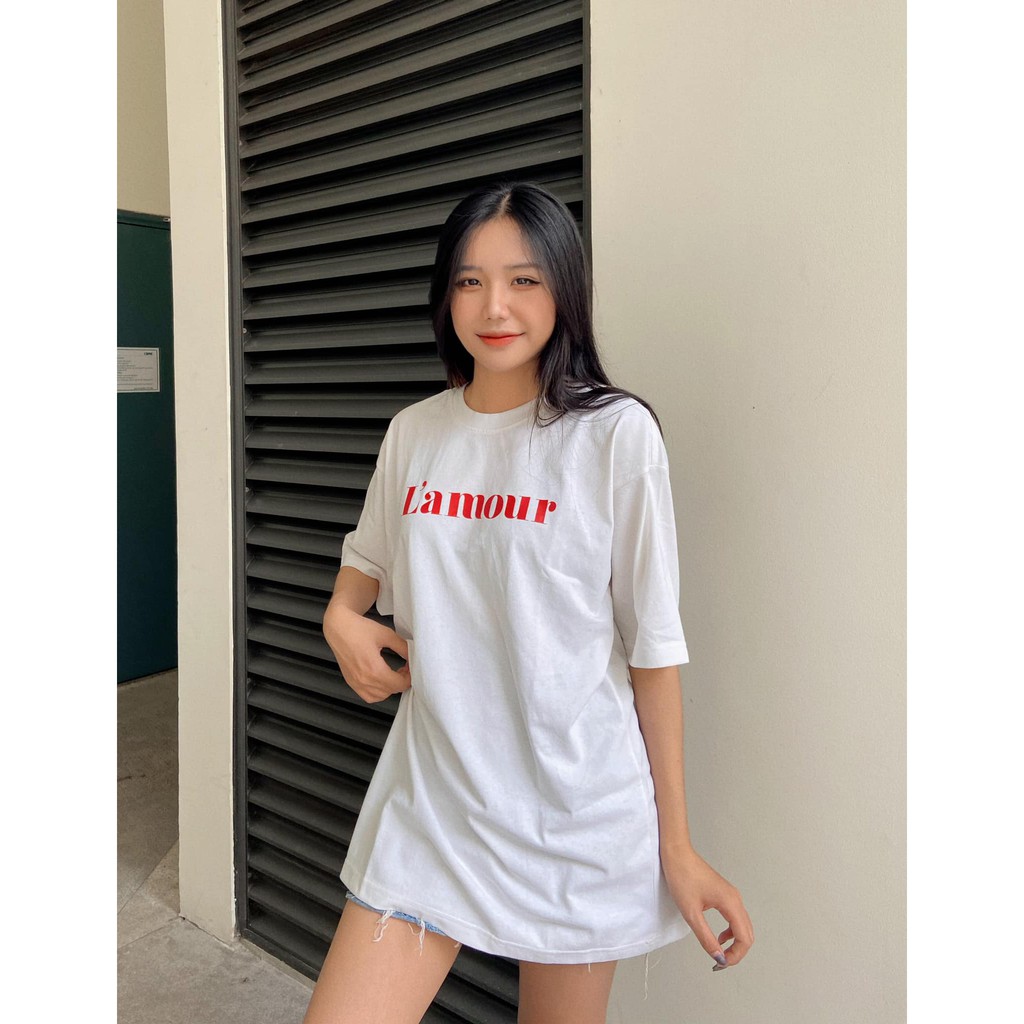 Áo thun trắng chữ L' AMOUR TOP Gem Clothing SP060430