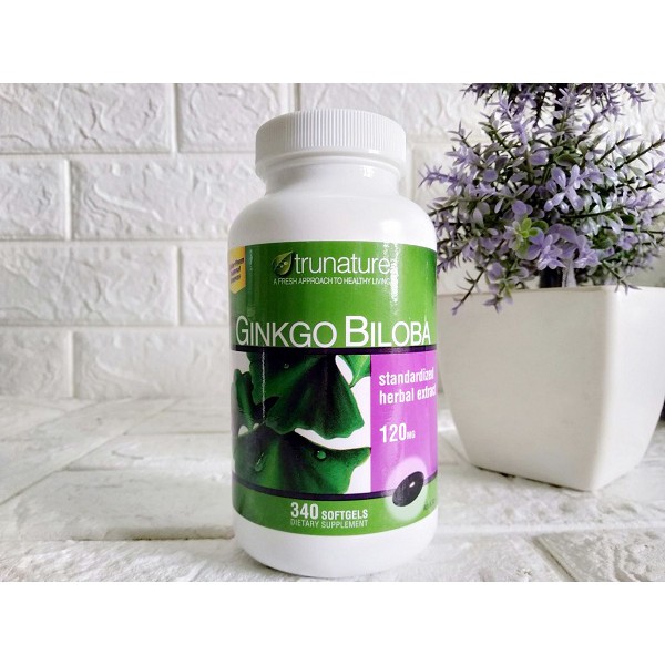 Viên uống Ginkgo Biloba Trunature 120mg hoạt chất cao - Viên Bổ Não, Tăng Cường Trí Nhớ Của Mỹ 340 Viên