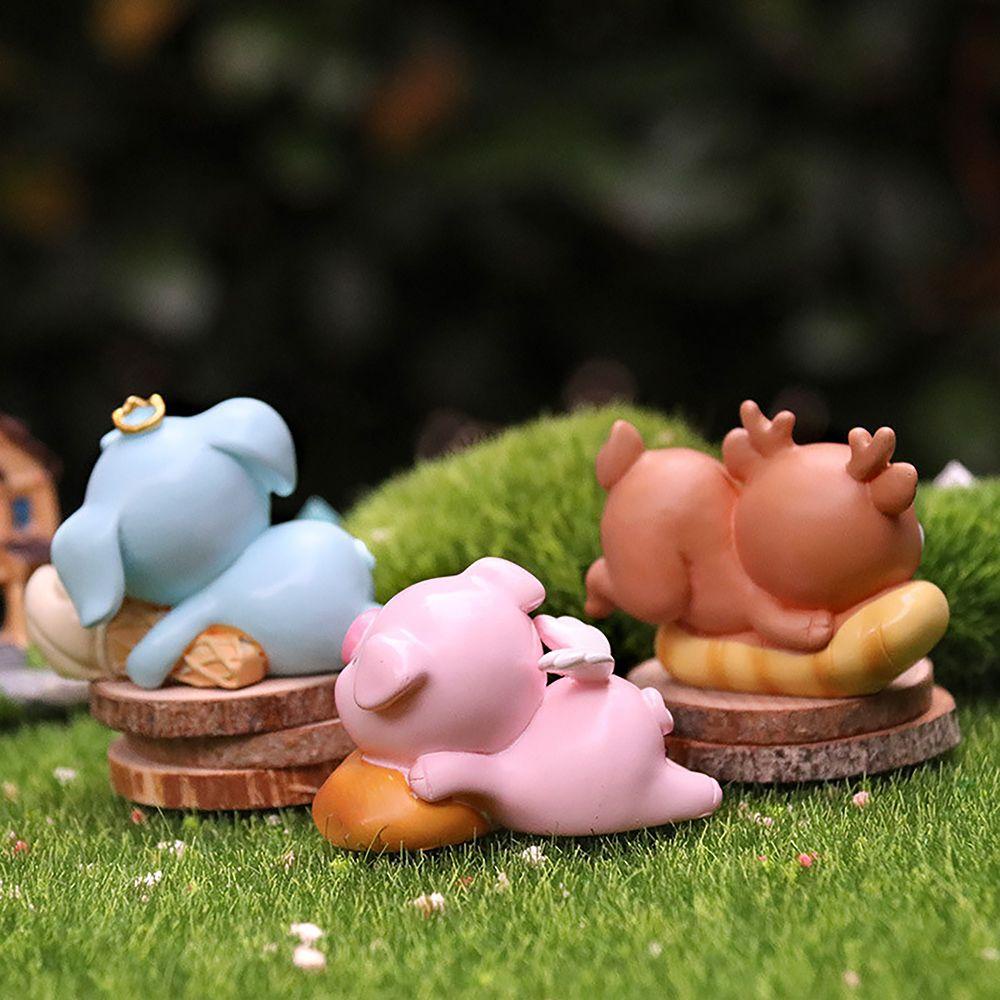Đồ trang trí Chú Heo Đang Ngủ Hoạt Hình Sáng Tạo Trang Trí Bánh Kem Bonsai