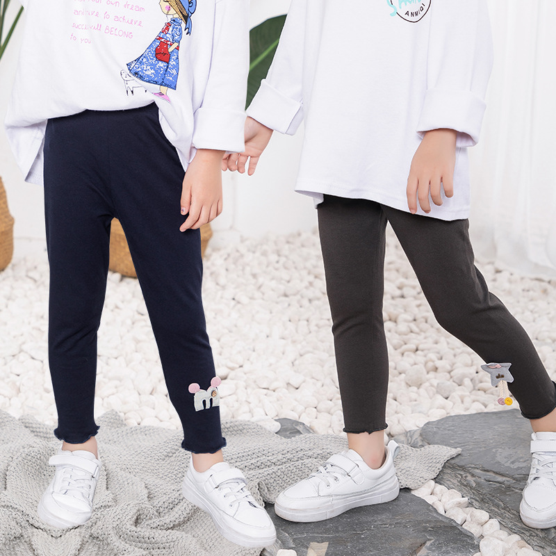 Quần legging cotton thêu họa tiết dễ thương nhiều màu sắc tùy chọn thời trang cho bé gái