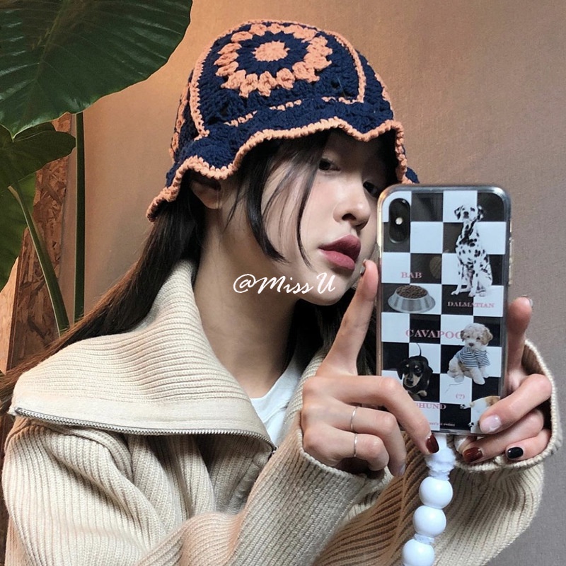 Nón tai bèo dệt kim phong cách Hàn Quốc cho nữ