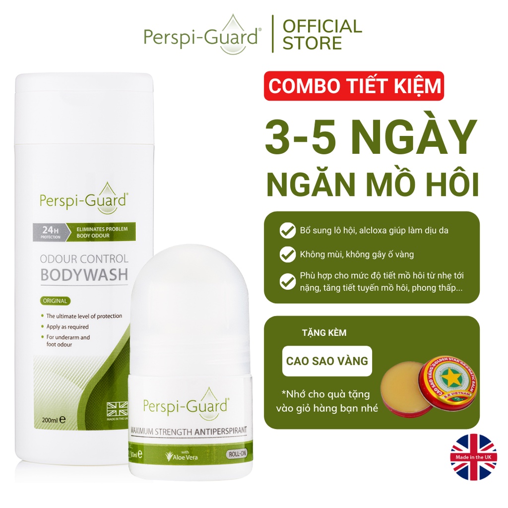 Combo ngăn mồ hôi Perspi-Guard sữa tắm 200ml + lăn khử mùi 30ml