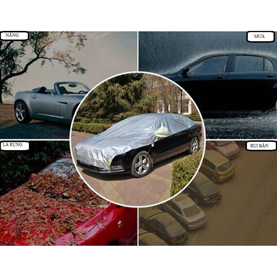 Bạt trùm nửa xe KÍN NẮP CAPÔ, tráng bạc cách nhiệt có phản quang, dù phủ nửa xe ô tô RẰN RI | BigBuy360 - bigbuy360.vn