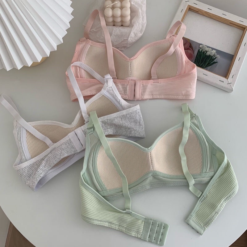 Áo lót nữ cotton mềm bra không gọng nâng ngực phong cách Hàn Quốc