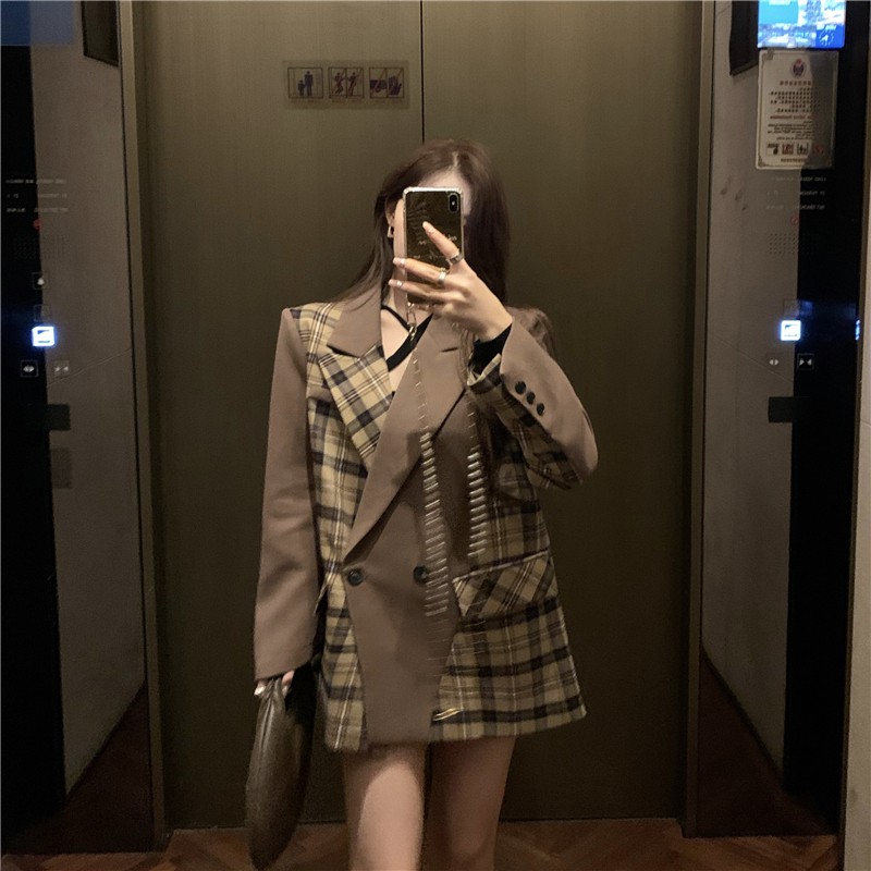 Ảnh thật hình cuối-2W379.Áo blazer phối màu kiểu mới kiểu Tây sang chảnh | BigBuy360 - bigbuy360.vn