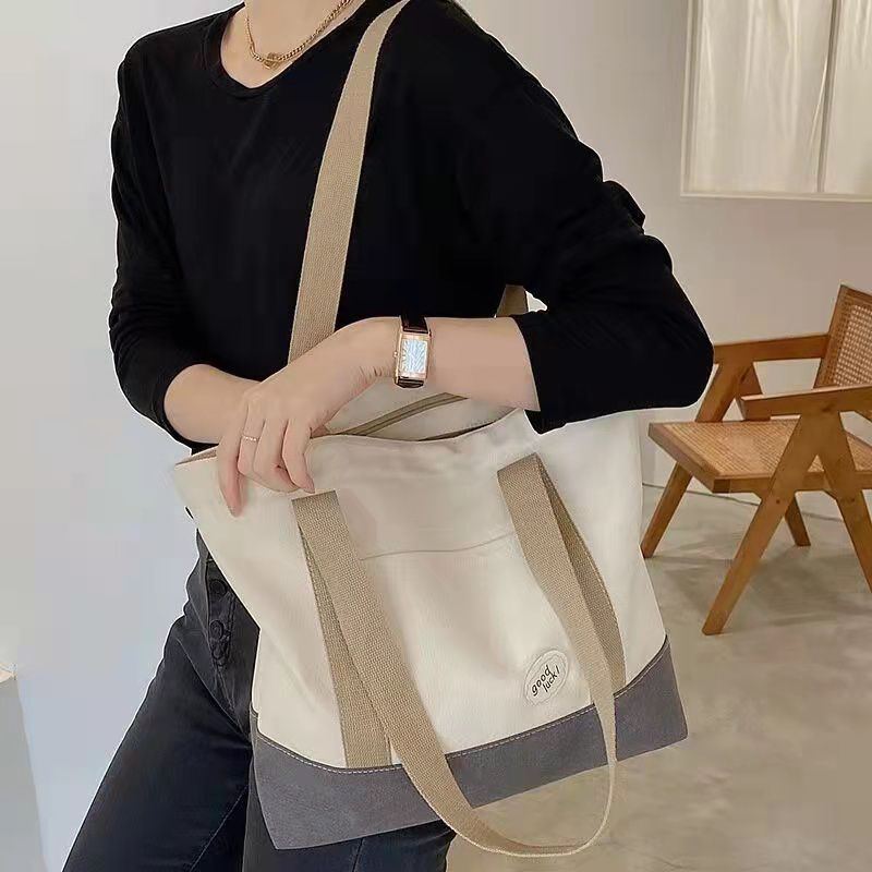 Túi tote canvas cỡ lớn xách 2 quai thời trang