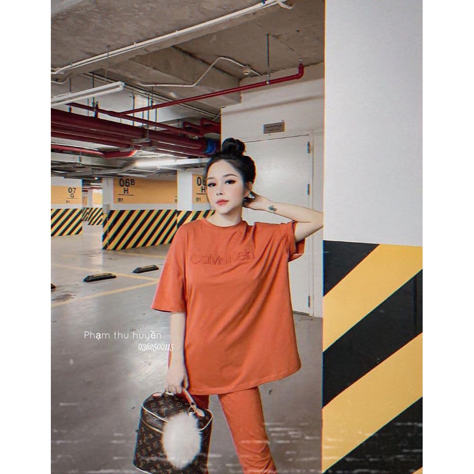 bộ canvin quần dài chữ thêu