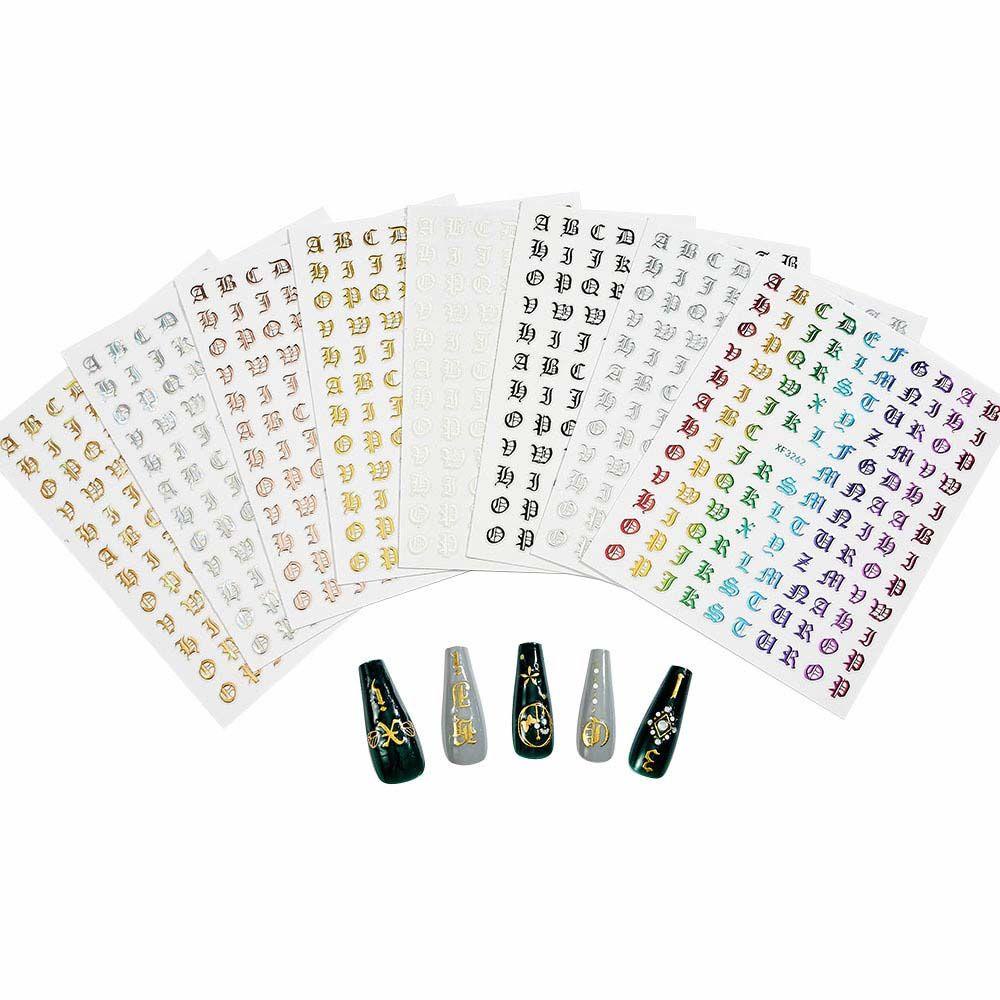 Hình Dán Trang Trí Móng Tay In Chữ Phong Cách Cổ Điển