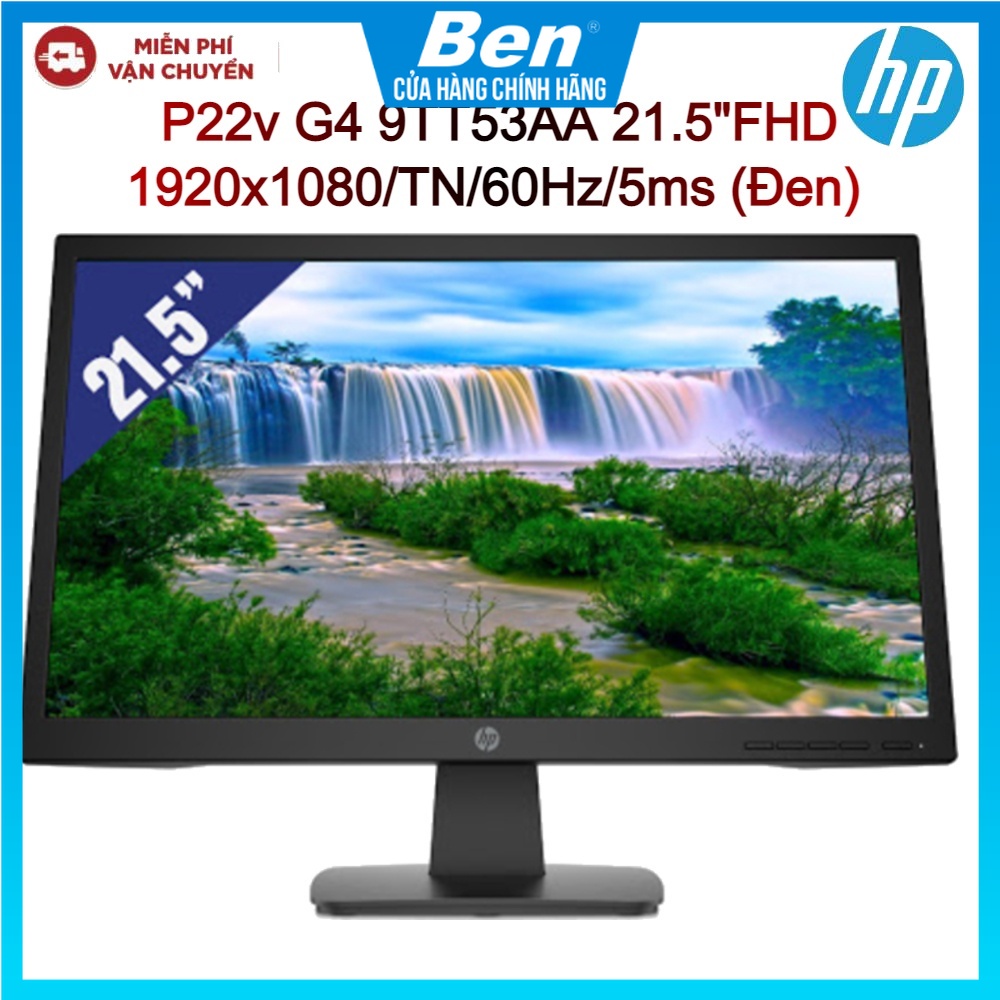 [Mã 44ELSALE1 giảm 5% đơn 3 Triệu] Màn hình LCD HP P22v G4 9TT53AA 21.5&quot;FHD 1920x1080/TN/60Hz/5 ms (Đen) Hàng chính hãng