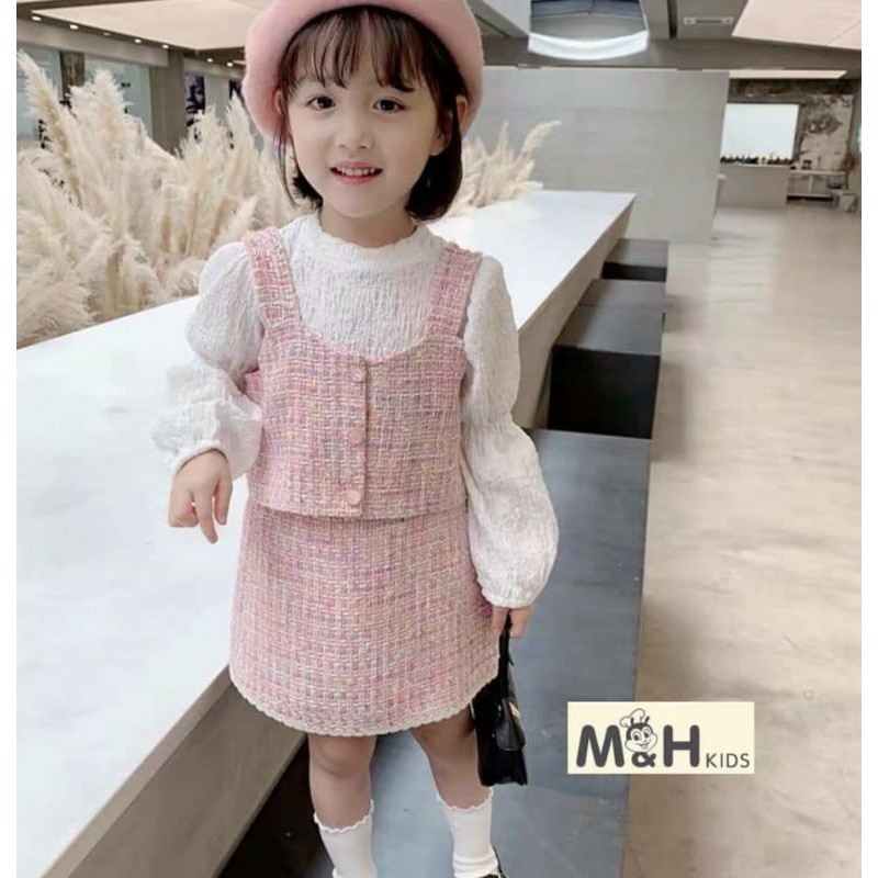 Set váy cho bé gái phong cách Hàn Quốc
