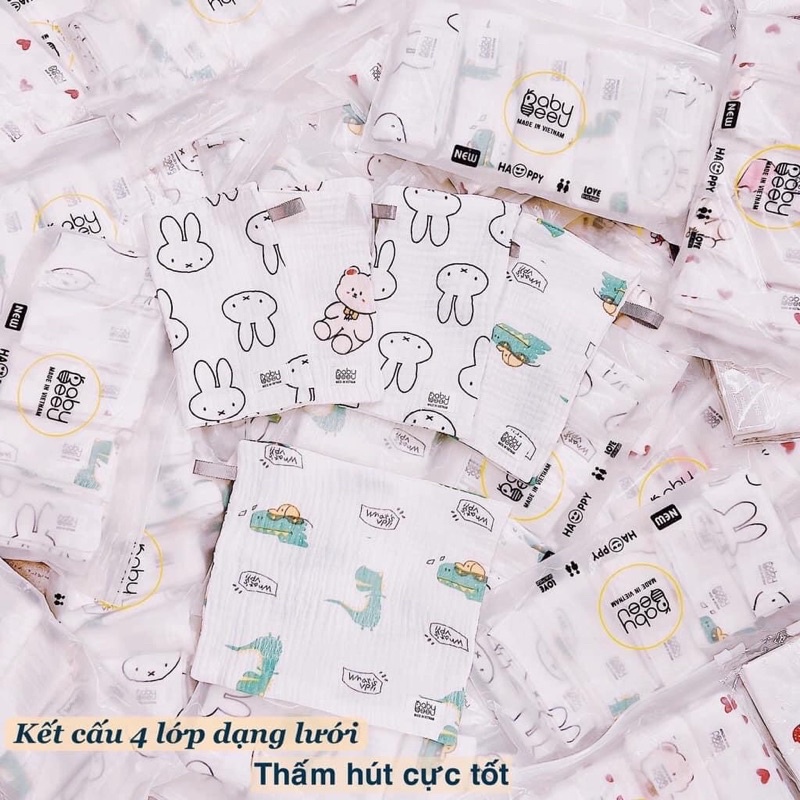 KHĂN SỮA-KHĂN MẶT VẢI XÔ MUSLIN BABY BEE 6 LỚP