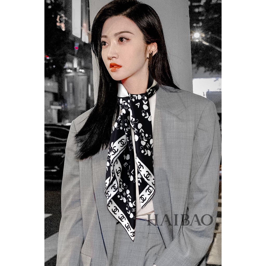 Khăn Choàng Cổ Lụa Vuông In Họa Tiết Thời Trang Sang Trọng Cho Nữ
