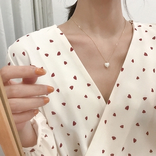 Dây chuyền thời trang đính ngọc trai trái tim kiểu Hàn thanh lịch dành cho nữ