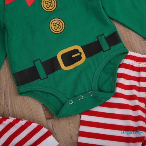 ✿ℛChristmas Newborn Kids Baby Boys Girls Romper Pants Hat Outfits Set Clothes 3Pcs