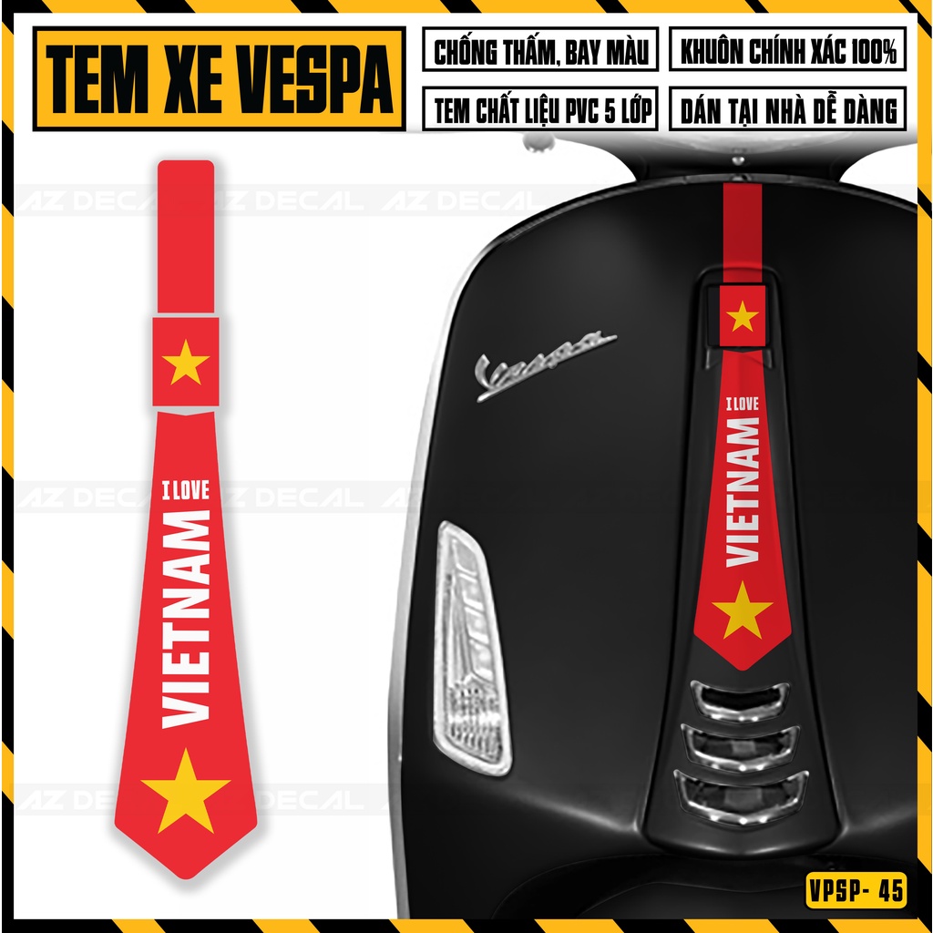 [Mới] Tem Vespa Spint / Primavera Thiết Kế Cà Vạt Việt Nam | VPSP45 | Decal Decan Dán Xe Máy Vespa Hình Dán Độc Đáo