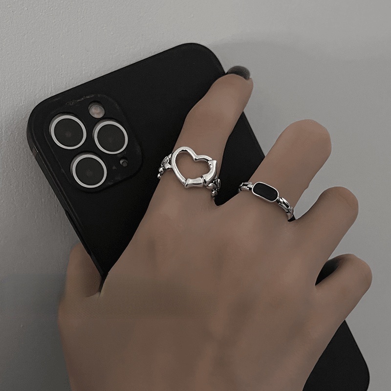 Nhẫn hở hình trái tim phong cách đường phố cá tính chất lượng cao