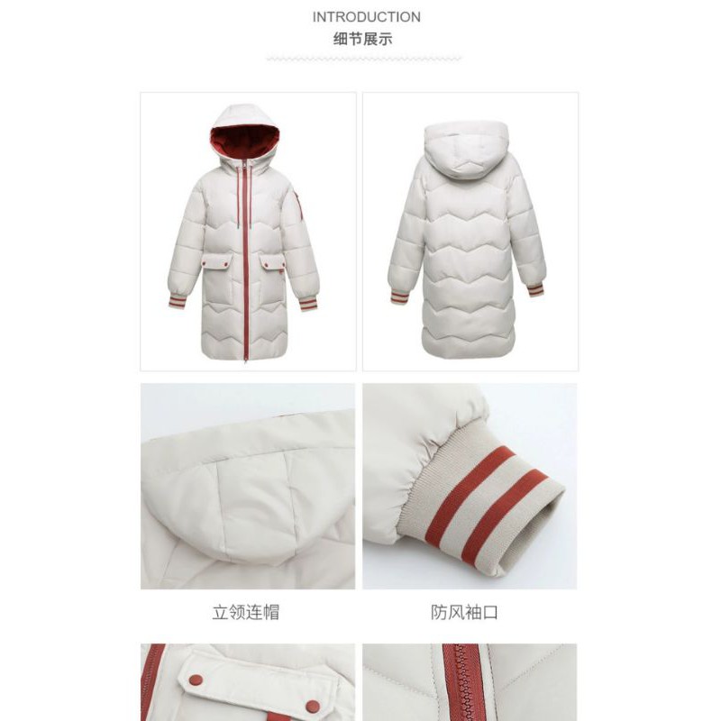 Áo Khoác Phao Nữ Dáng Dài Siêu Nhẹ Có Mũ Hoạ Tiết Lượn Sóng Sang Chảnh | BigBuy360 - bigbuy360.vn