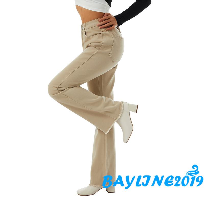 Quần jean ống loe lưng cao màu sắc thời trang cho nữ