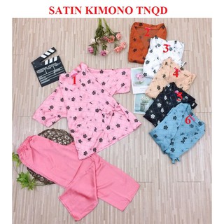 Bộ mặc nhà kimono satin tay ngắn quần dài sp091
