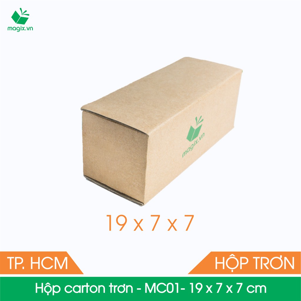 MC01 - 19x7x7 cm - 50 Thùng hộp carton trơn đóng hàng + tặng 25 decal HÀNG DỄ VỠ