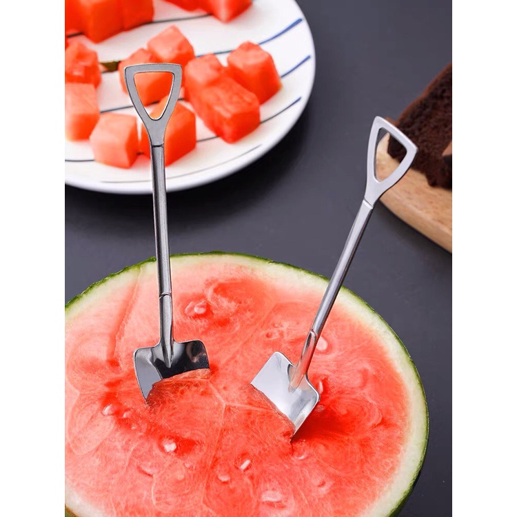 Thìa inox cán dài 19cm /Muỗng sinh tố mẫu trơn không gỉ 88279 Korea Store 88