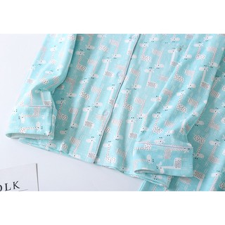 Bộ pyjama thun cotton họa tiết