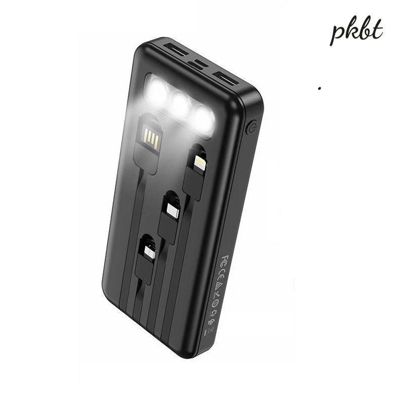 Pin dự phòng Hoco J77A LED 20000mAh-Đèn pin siêu sáng-Hỗ Trợ các cổng Sạc in/out-Tích hợp cáp sạc Micro Type C Lighting