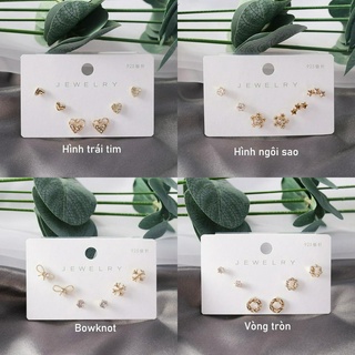 3 pairs of exquisite small earring set female fashion earrings