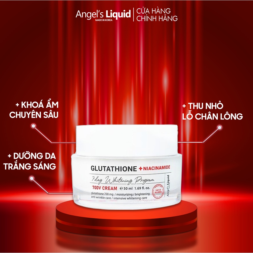 Kem Dưỡng Trắng Se Khít Lỗ Chân Lông Angel's Liquid Glutathione + Niacinamide 7Day Whitening Program 700V-Cream 50ml