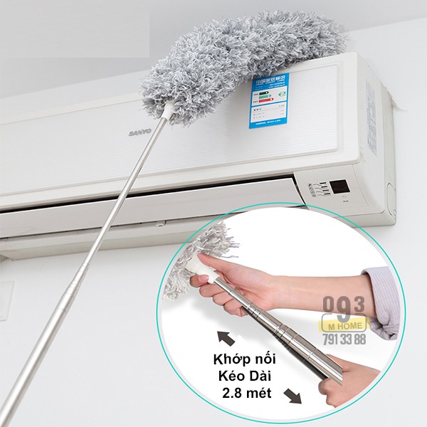 Combo Cây Lau Vệ Sinh Nhà Cửa Văn Phòng, Gậy Nối Dài 2.8 mét, Gồm 1 Bông Lau  360