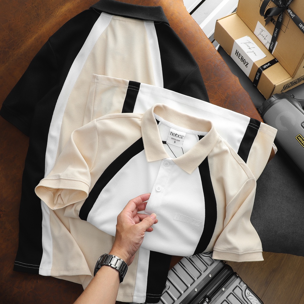 Áo polo nam Heboz color block thanh lịch sang trọng -00001165