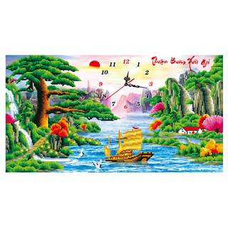 Tranh đính đá đồng hồ thuận buồm xuôi gió vs034 - 85 x 50 cm ) - chưa đính