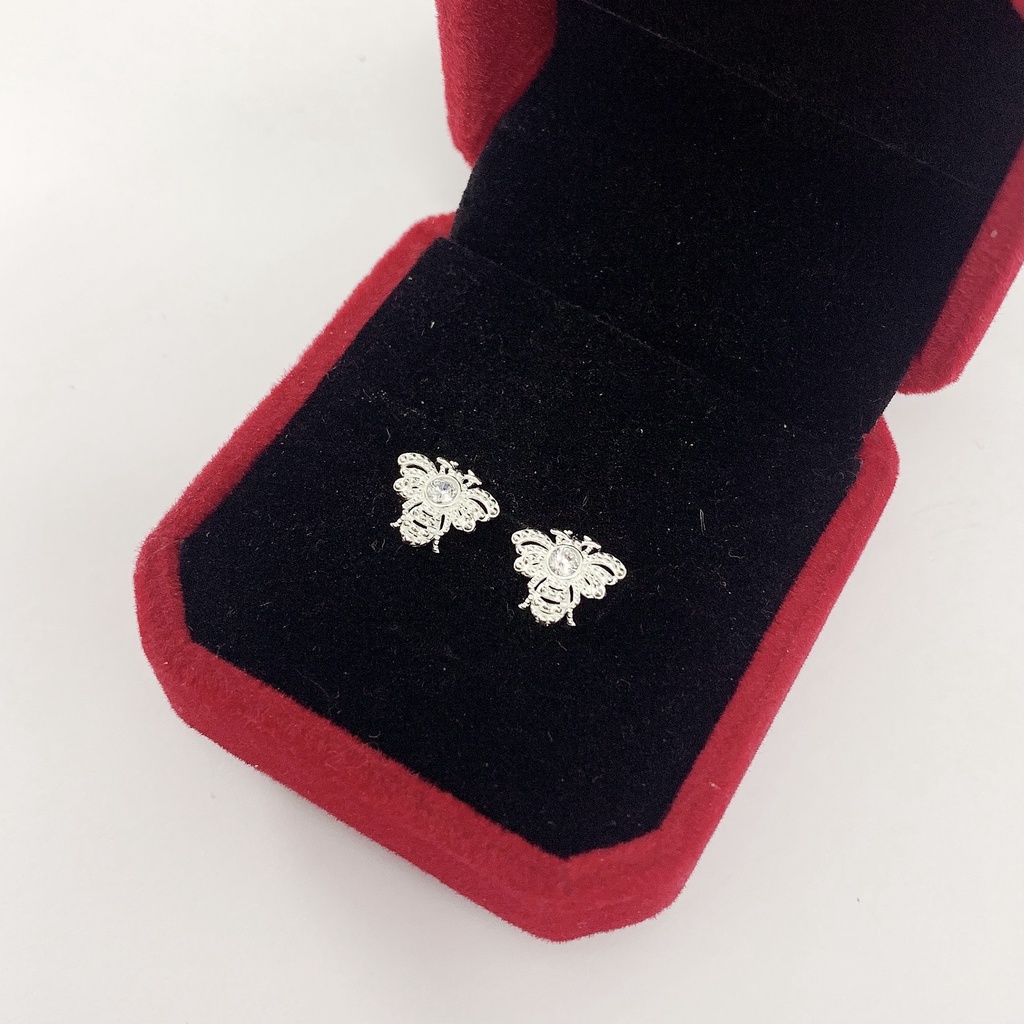 Bông tai bạc ta nữ S999 nguyên chất hình con ong thanh lịch, nữ tính Lavesta SUN578