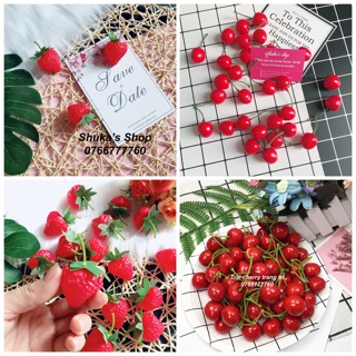 Phụ kiện chụp ảnh Set dâu cherry trang trí