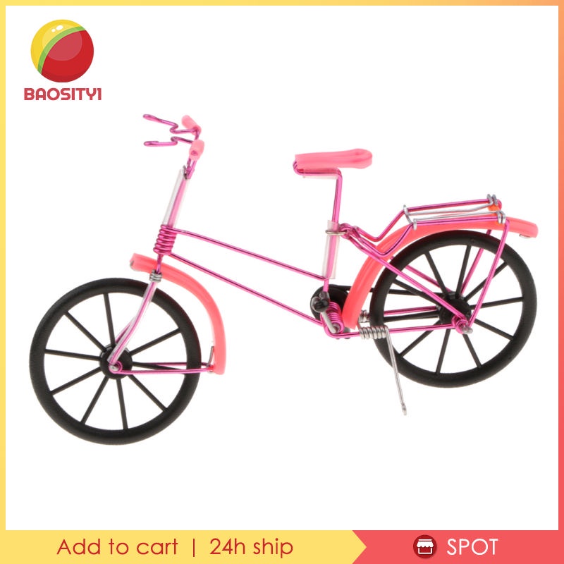 Mô hình xe đạp bằng sắt màu hồng 7.9''L x 2.6''W x 5.5''H