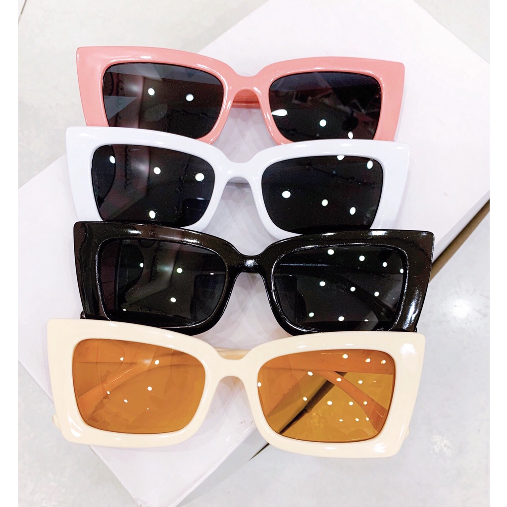 Kính mát kính râm gọng chữ nhật đi biển chống tia UV mẫu nam nữ phong cách Retro