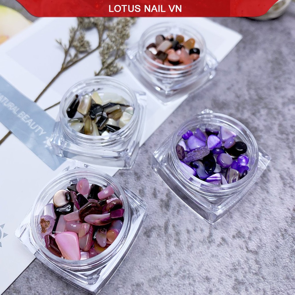 Set sỏi nail, sỏi trang trí móng 12 hũ mix đủ màu