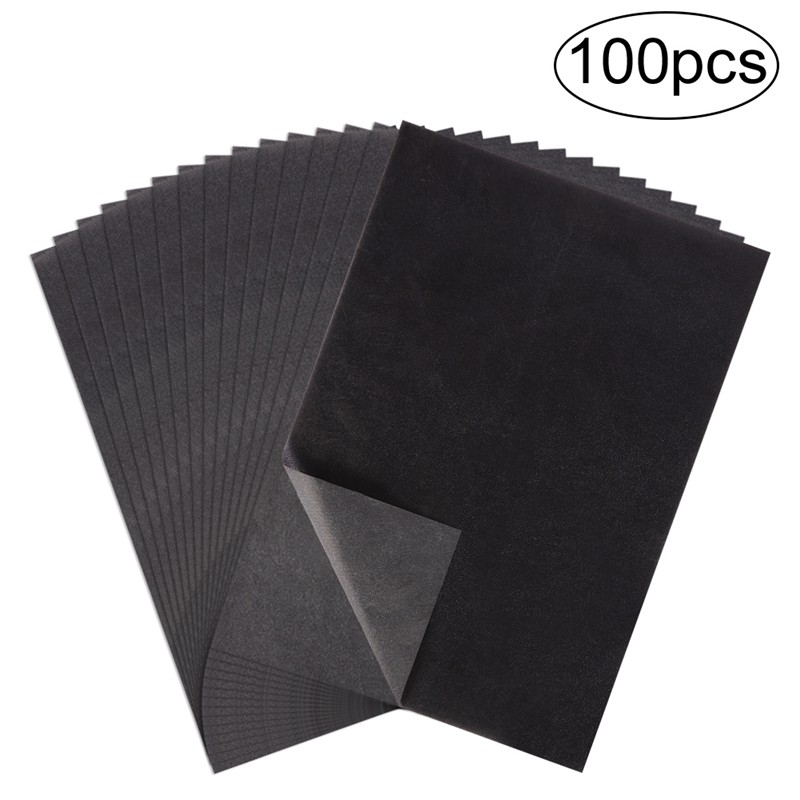 Set 100 giấy than hoạt tính cỡ A4 màu đen dùng vẽ tranh có thể tái sử dụng