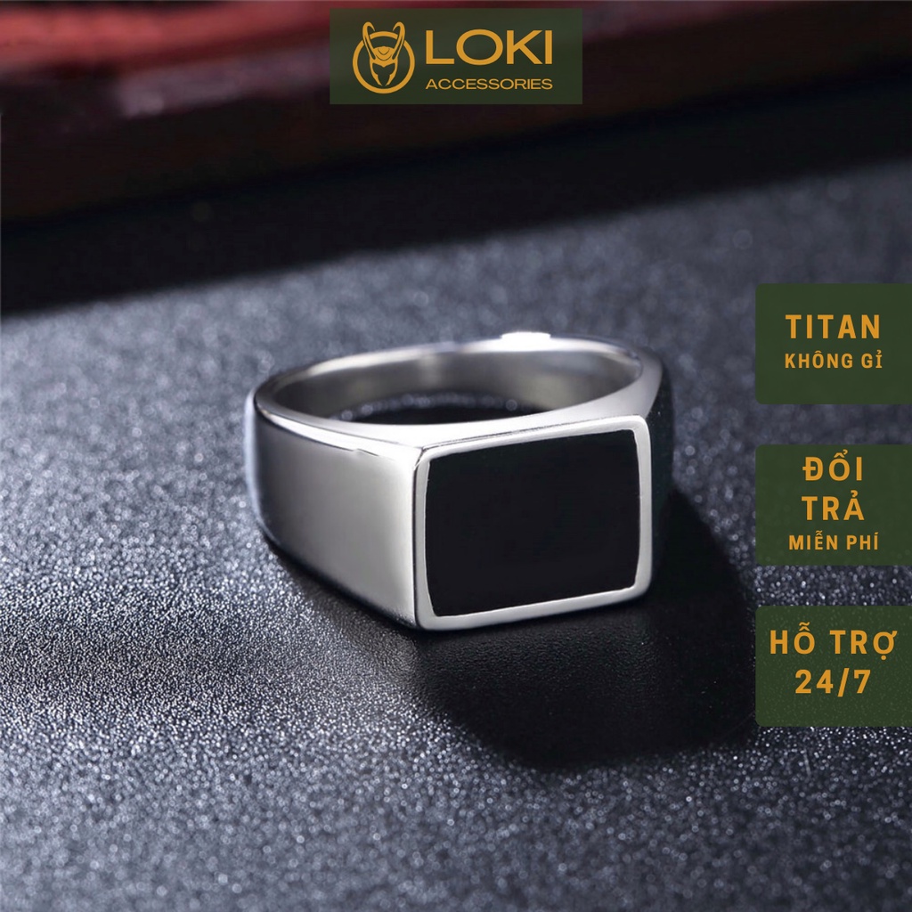 Nhẫn nam nữ tròn Loki Accessories màu bạc thời trang chất Titan đẹp đơn giản không gỉ