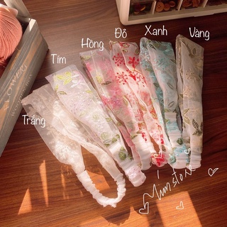 Băng đô tóc ren thêu hoa, turban vải handmade phong cách hàn quốc ullzang