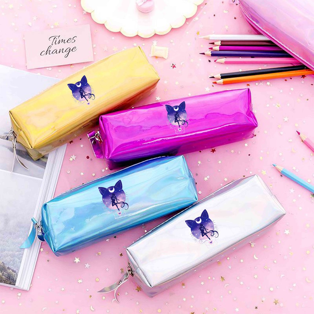 Hộp túi đựng bút hologram NHŨ in hình Cardcaptor Sakura Thủ Lĩnh Thẻ Bài Sailor Moon Thủy Thủ Mặt Trăng anime chibi