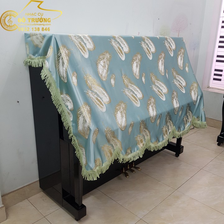 Khăn Phủ đàn Piano mẫu lửng màu  xanh Long Vũ