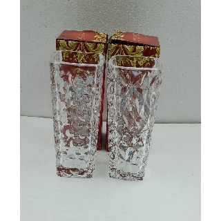 BÌNH HOA THỦY TINH HOA VĂN 15CM VUÔNG