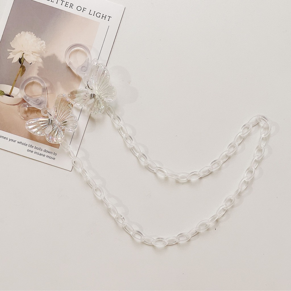 Dây Xích acrylic Trong Suốt Treo Kính Mát Hình Mặt Nạ Cánh Bướm Phong Cách retro