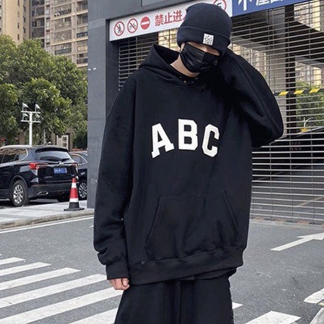 Áo Nỉ Hoodie ABC PEONYB Unisex [FREESHIP]  Sweater form rộng tay bồng, thun có mũ in chữ cái cá tính Ulzzang