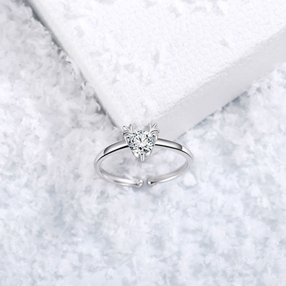 Korean woman ins elk diamond design Adjustable Opening Ring Party charm Jewelry