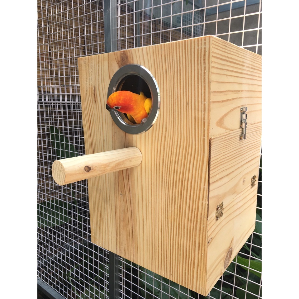 [Ảnh thật] [Chính hãng] 1 TỔ SUN CONURE (MẪU MỚI) GỖ THÔNG DÀY, CÓ BO VIỀN NHÔM VÀ LÓT KIM LOẠI BÊN TRONG TỔ