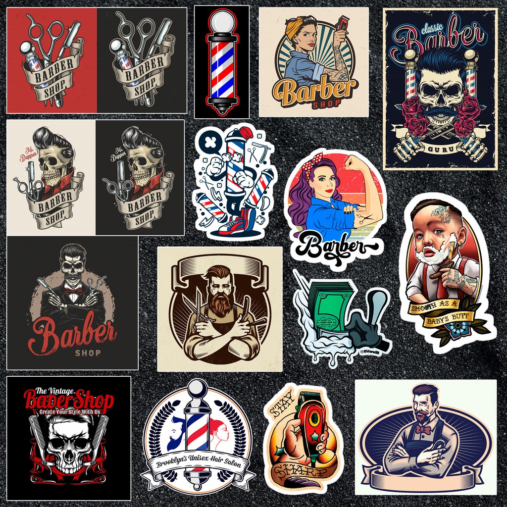 Sticker Barber chống nước sticker dán laptop, điện thoại, đàn guitar, mũ bảo hiểm