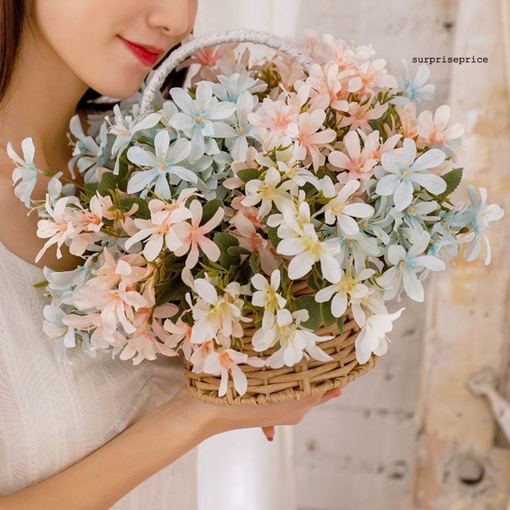 Set 5 nhánh hoa giả bằng vải sống động để trang trí nhà cửa